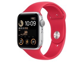 Apple(苹果)Watch Series SE午夜色铝金属表壳运动型表带 红色 GPS版 40mm智能手表外观